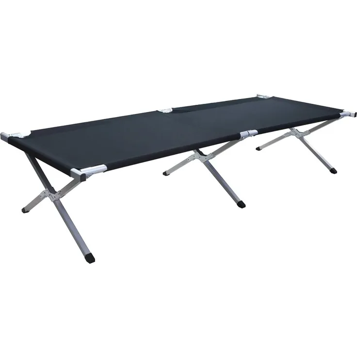 Kronenburg Faltbett XXL - Campingbett klappbar 210 x 82 x 45cm Belastbarkeit bis 200 kg - Stahlrohr verstärkt - in Schwarz