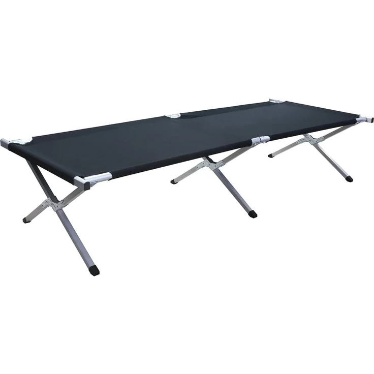 Kronenburg Faltbett XXL - Campingbett klappbar 210 x 82 x 45cm Belastbarkeit bis 200 kg - Stahlrohr verstärkt - in Schwarz