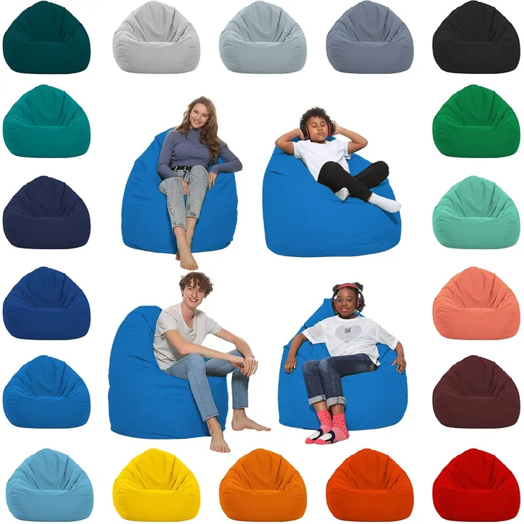 HomeIdeal - Sitzsack XXL Bodenkissen für Erwachsene & Kinder - Geeignet für Gaming oder Entspannen - Indoor wie Outdoor da er Wasserfest ist - mit EPS Perlen, Farbe:Königsblau, Größe:XXL