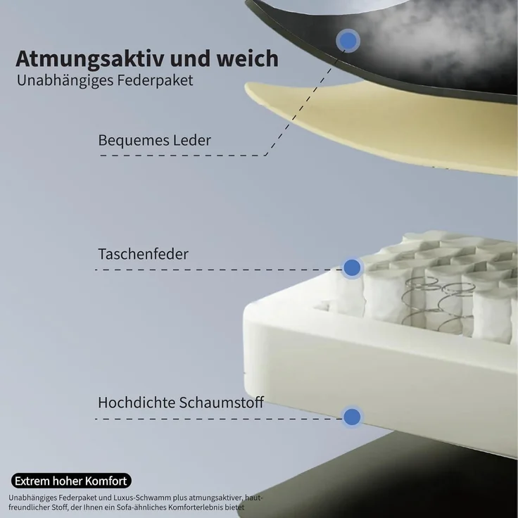 Ergonomischer Gaming Stuhl mit Verstellbarer Rückenlehne in Weiß - Bürostuhl – Bild 6
