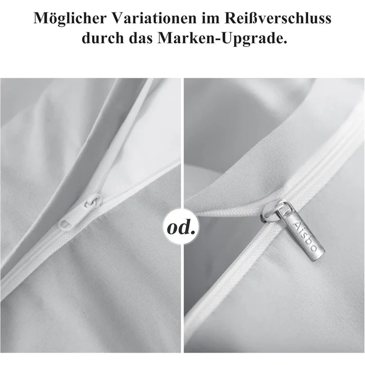 Bettwäsche Set 135x200cm 4tlg Hellgrau Mikrofaser Reißverschluss – Bild 6