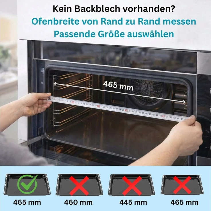 ICQN Backblech 465 x 370 x 30 und 60 mm Backblech Set mit Gitter, Emaille, (Set, 3-St, Fettpfanne und Verchromt Backofenrost), Passend für Bosch Neff Constructa – Bild 3