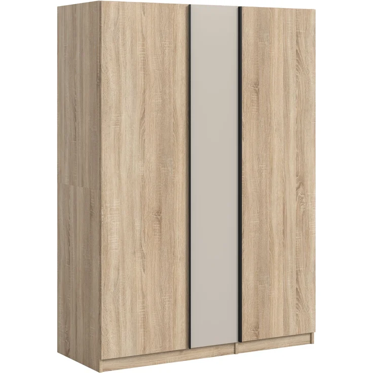 Kleiderschrank 3-türig (B/H/T: 130x183x53 cm) in Sonoma Eiche Nachbildung