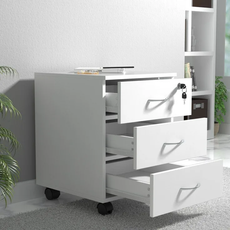 VCM Rollcontainer Baula 920380 Weiß H. 55 x B. 40 x T. 44 cm
