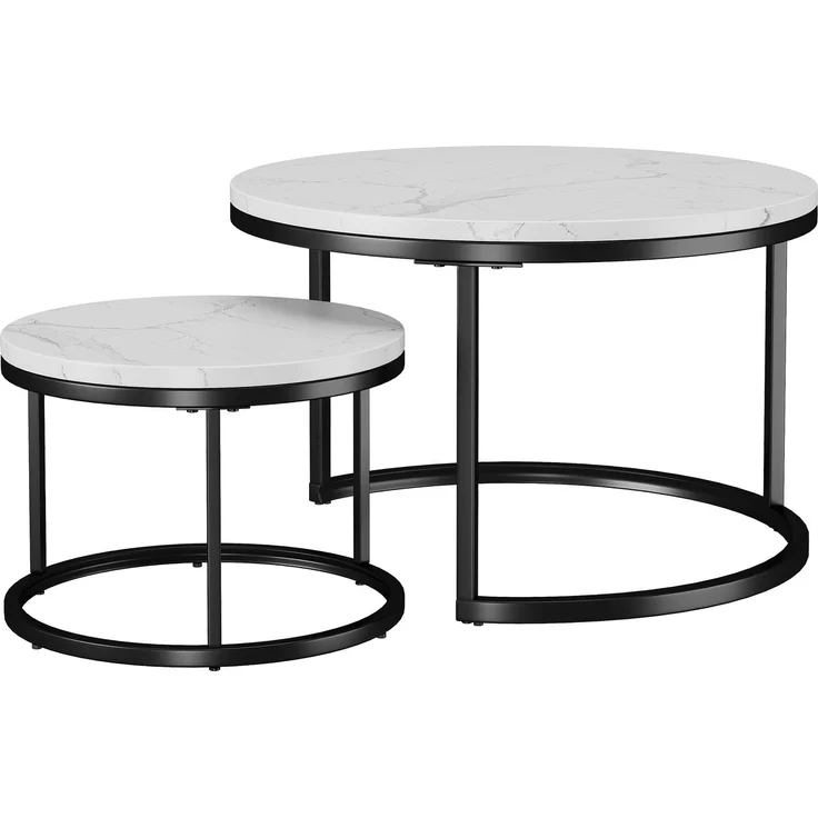 Nesting-Couchtisch 70x70x45 cm – 2-teiliges Set in Schwarz & Weiß, platzsparend verstaubar – Bild 7