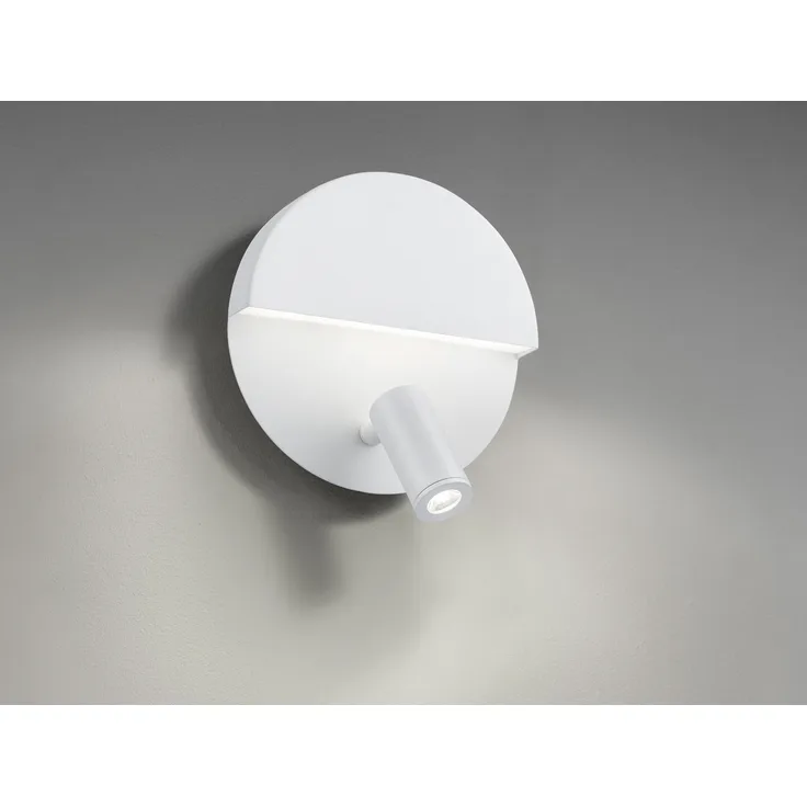 LED Leselampe MARIO Weiß mit Schalter & Stecker, Ø 16cm
