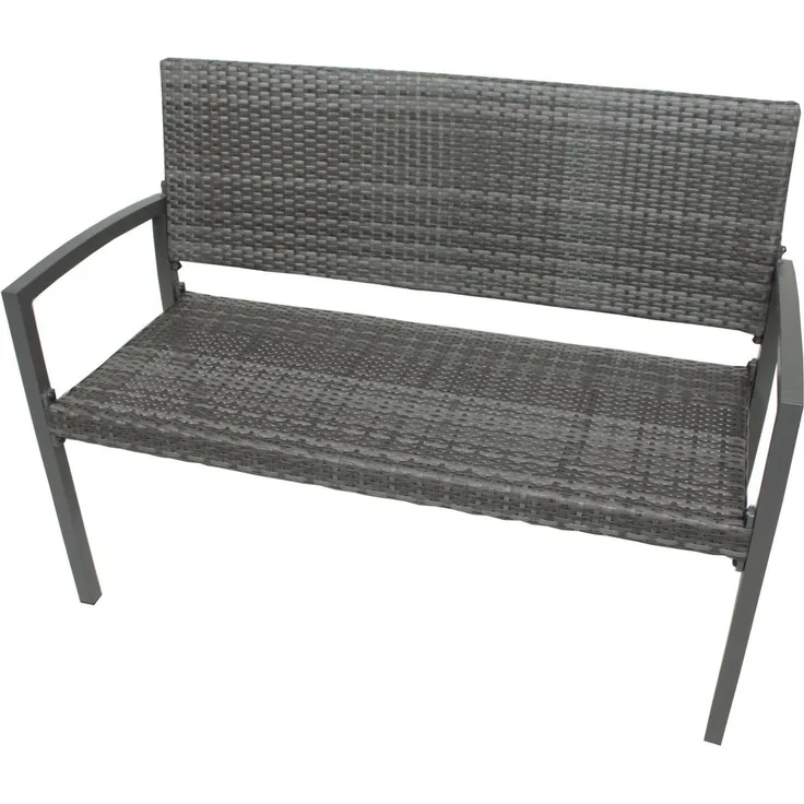 'SANREMO' Parkbank, Aluminium / Kunststoffgeflecht, Dunkelgrau, 87 x 60 x 116 cm