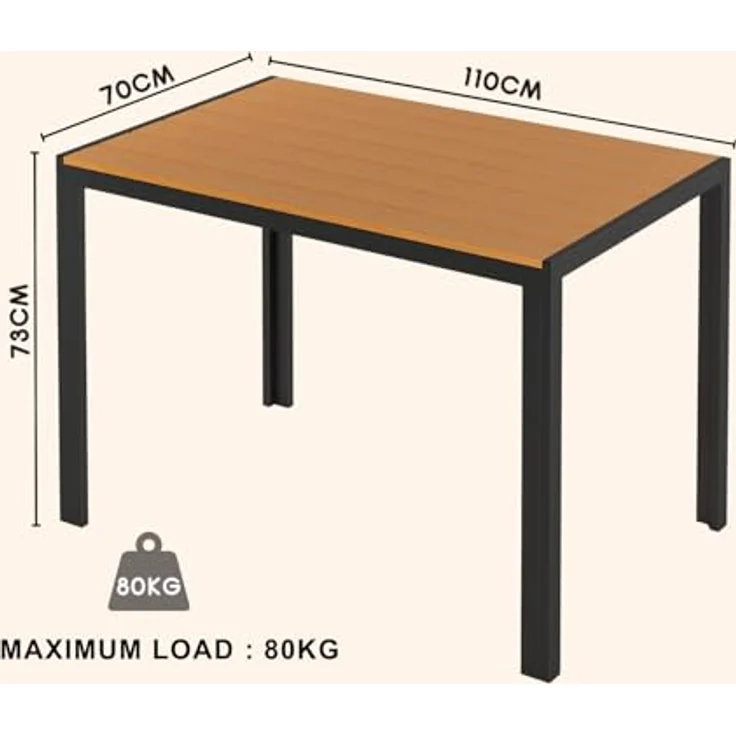 Clevich Gartentisch 110x70 cm aus Aluminium & WPC, Wetterfeste Balkontafel, Rectangular Patio Table, Outdoor Dining Table, Heat and Weather Resistant, Braun – Bild 3
