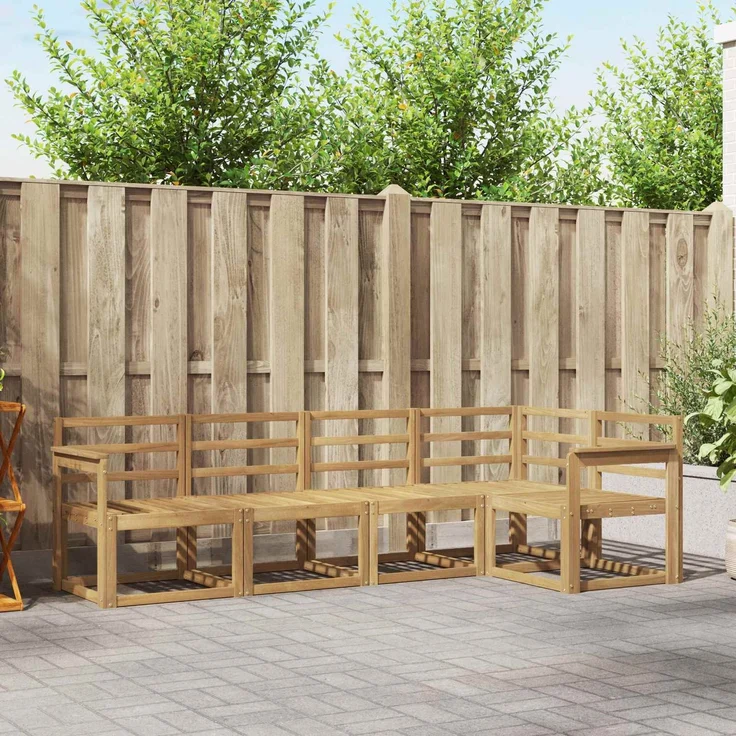 vidaXL Outdoor-Sofagarnitur 5 pcs Weiß Massivholz Akazi, 247 x 128,5 x 73 cm – Bild 1