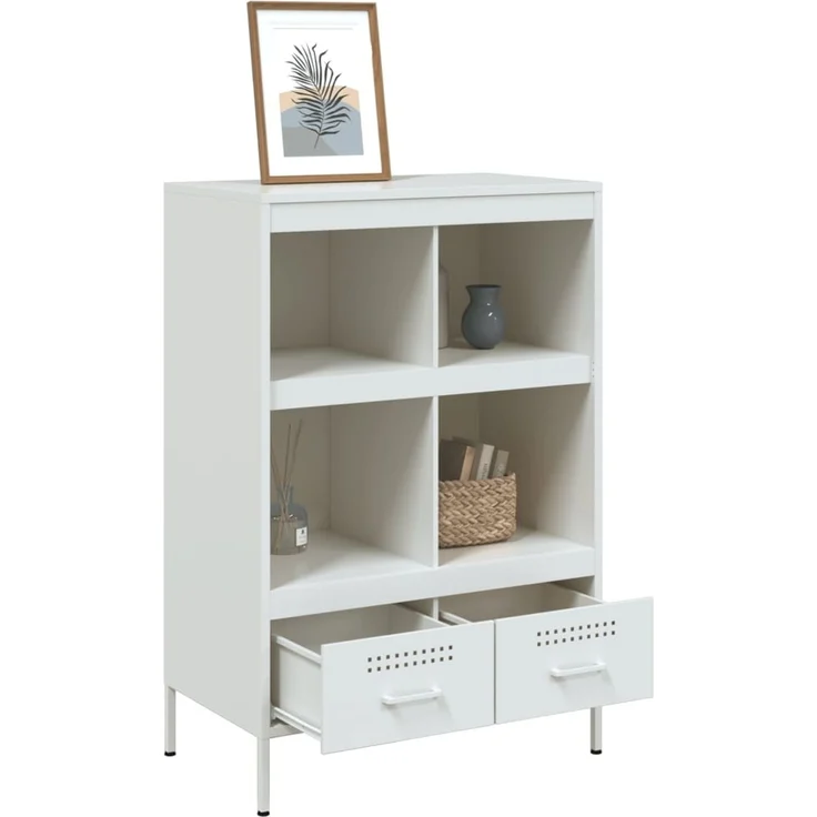 Highboard, BuffetSchrank, Büroschrank Weiß 68 x 39 x 101,5 cm Stahl – Bild 5
