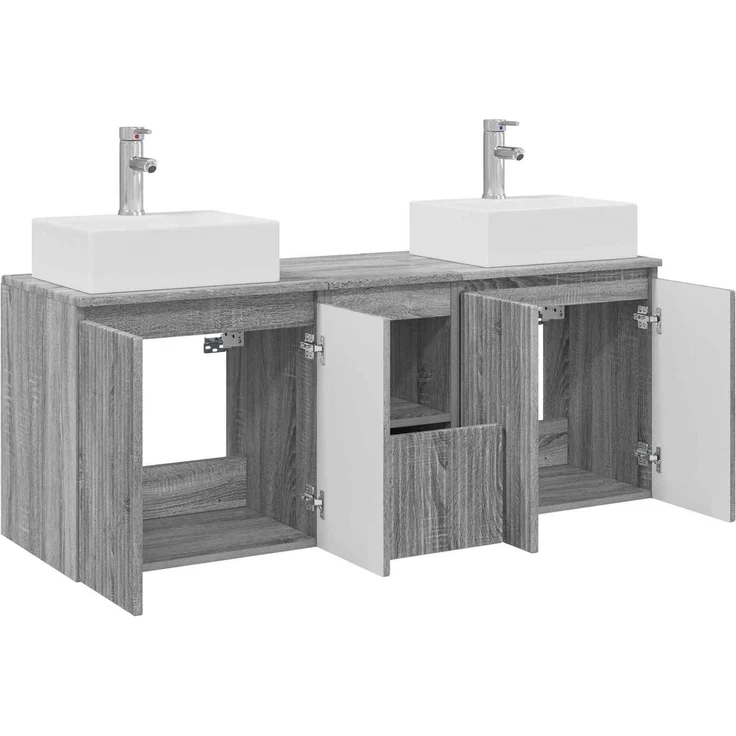 vidaXL Badezimmerschrank-Set 3 stk. Grau Sonoma 129 x 41 x 79,5 cm 3405653 – Bild 4