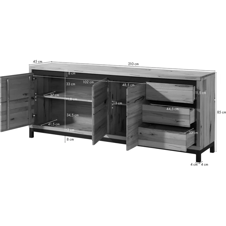 Sideboard Kernbuche 210x45x85 natur geölt VILLANDERS #152 – Bild 8