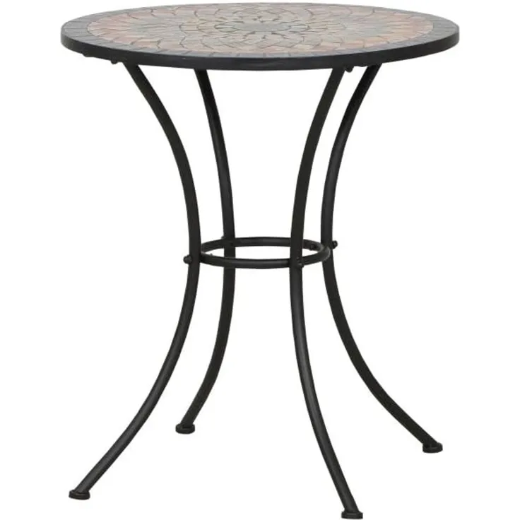 SIENA GARDEN Prato Tisch Ø60x71 cm Gestell Stahl matt-schwarz, Tischplatte Keramik mehrfarbig mosaikoptik