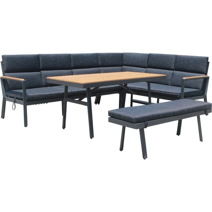 Gardissimo 'Nabari' Dining-Ecklounge mit Ecksofa, Bank & Tisch, Aluminium, Braun, Rechts – Bild 1