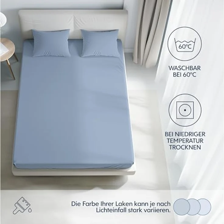 Dreamzie Premium Spannbettlaken 100x200 cm, Bettlaken 100% Jersey Baumwolle, Spannbetttuch für Dicke Matratzen bis zu 22 cm, 150 g/m², Oeko-TEX Zertifiziert - Hellblau – Bild 6