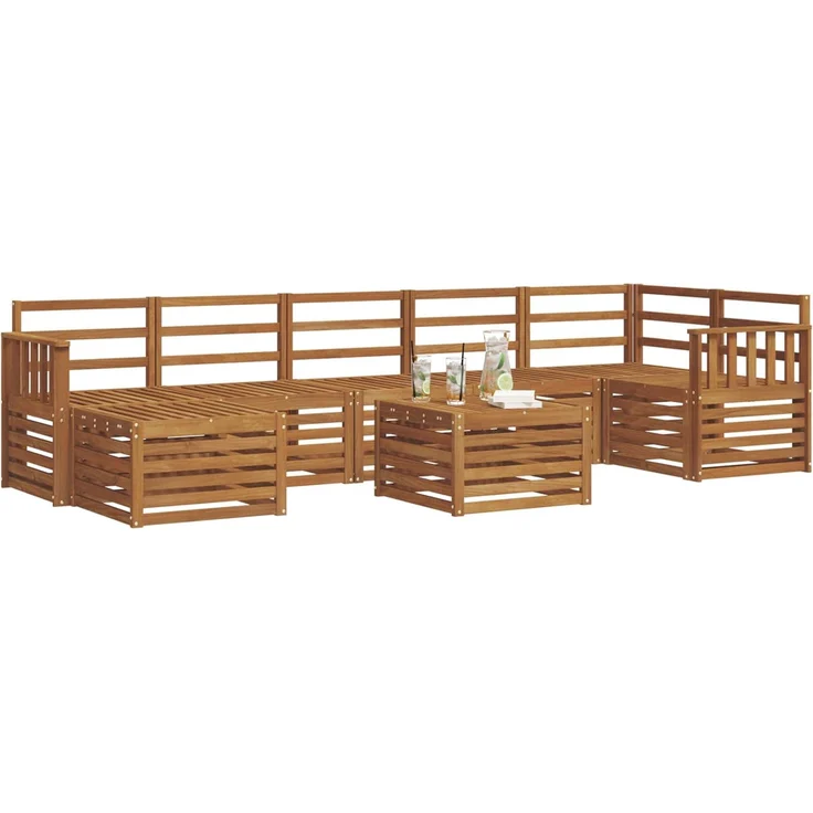 vidaXL Outdoor-Sofagarnitur 8 stk. 8-Sitzer Natur Massivholz Akazie 3375199 – Bild 3