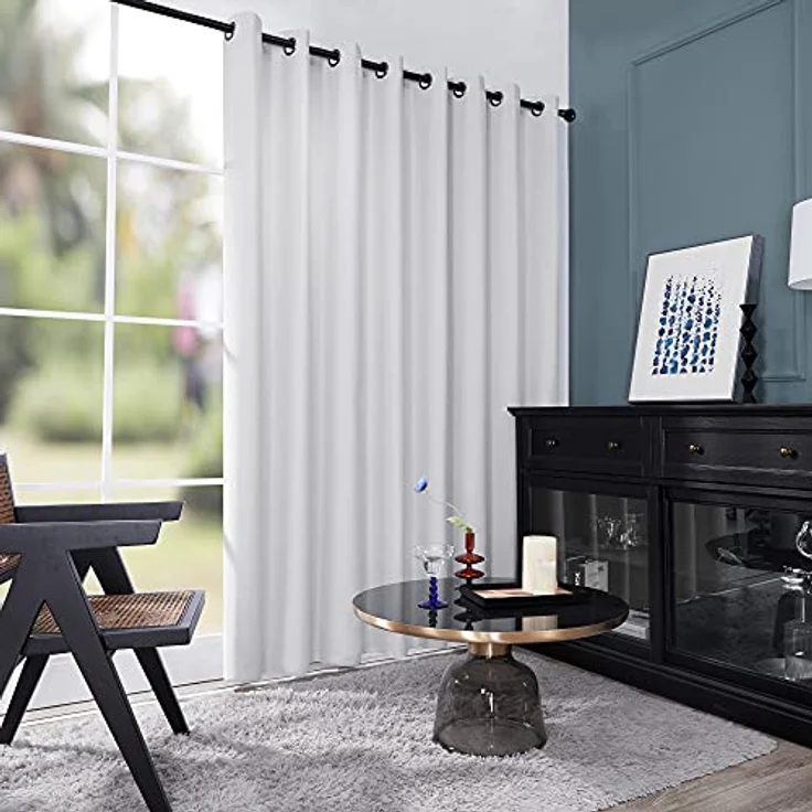 Deconovo Verdunkelnde Gardinen mit Ösen Blickdicht Türvorhang Silber Grau | 1 Stück, H214 x B254 cm, Hitzeschutz Gardine, Blackout Curtain, Sichtschutz, Thermovorhang für Schlafzimmer und Wohnzimmer – Bild 4