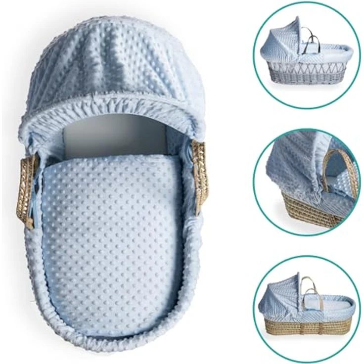 Clair de Lune Dimple Bettwäsche-Set für Babykörbchen (Korb Nicht im Lieferumfang enthalten), Blau – Bild 3