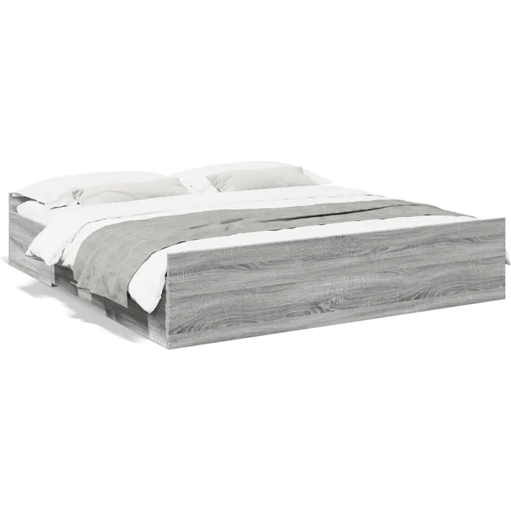 vidaXL Bettgestell mit Schubladen Grau Sonoma 180x200cm Holzwerkstoff 3280277 – Bild 2