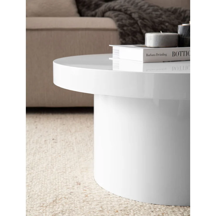 FINEBUY Couchtisch FB107443 (60x60x30 cm MDF, Wohnzimmertisch Hochglanz Pilz), Sofatisch Weiß Modern, Kaffeetisch Klein Rund – Bild 5