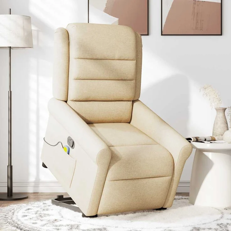 vidaXL Massagesessel mit Aufstehhilfe Creme Stoff 3303332 – Bild 2