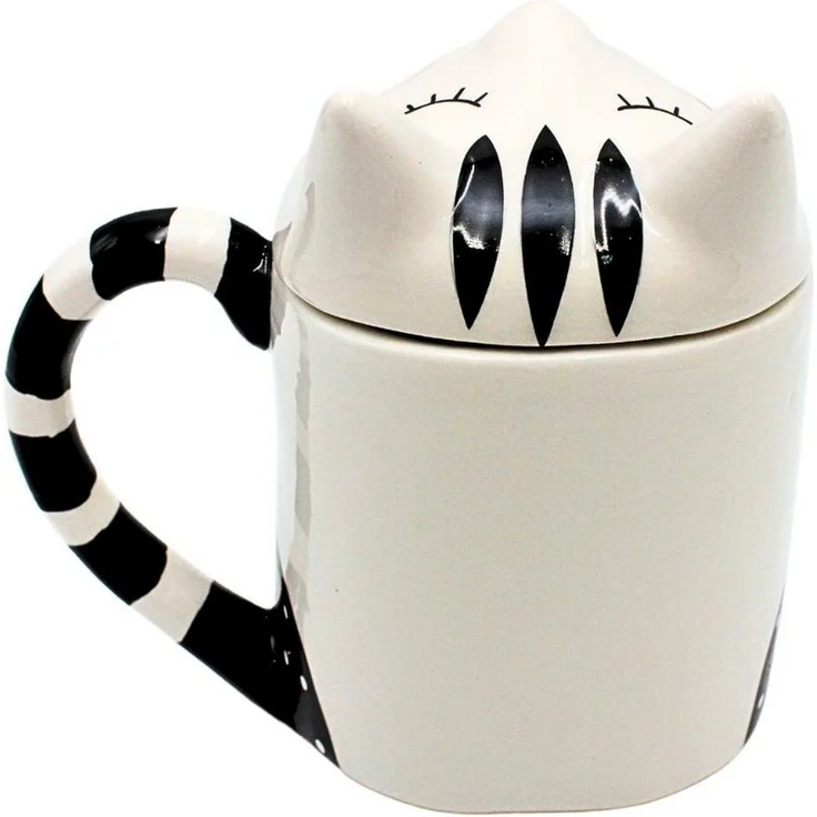 Dekohelden24 Tasse Kaffee-Becher, Teetasse als Katze mit Deckel aus Keramik, Schwarz-Weiß, 1-tlg, Keramik – Bild 4