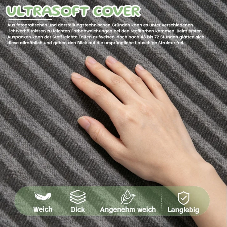 Sitzsack Klein 69cm×72cm×51cm in Grau aus Cord mit ergonomischer Form – Bild 9