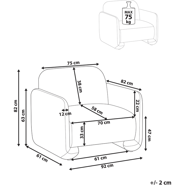 Sessel SALAND Stoff Weiß – Bild 2