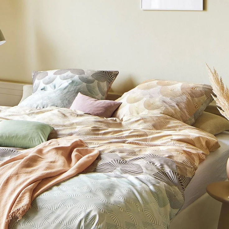 Irisette Seersucker Bettwäsche Easy 8384-90 Fächer orange blau 135x200 – Bild 3