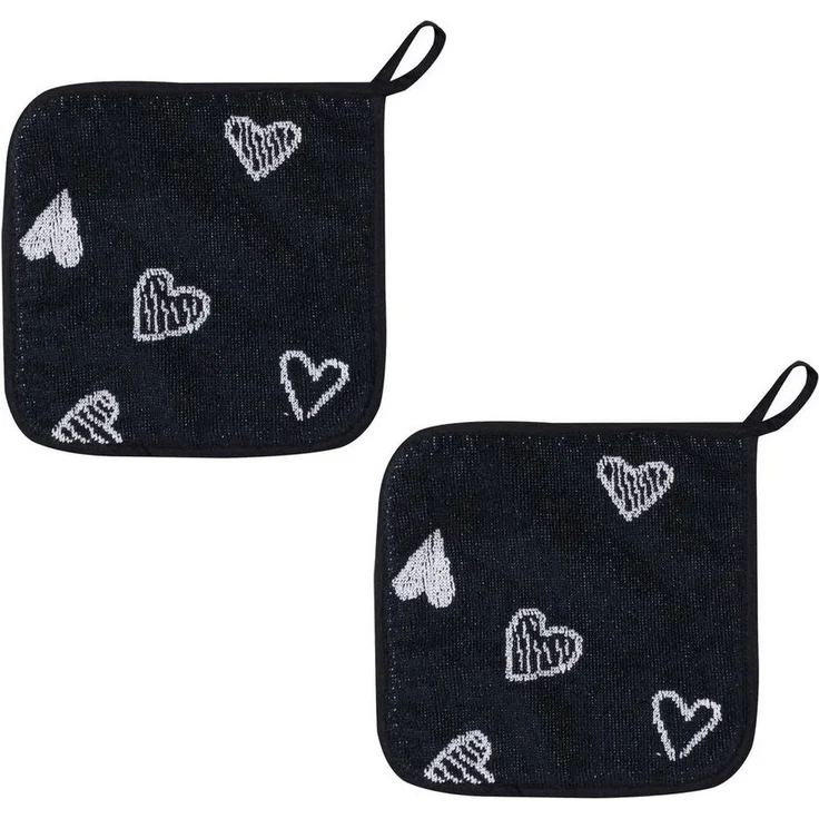 Kracht Topflappen Herzlich, (Set, 2-tlg, Set), 2er Set Topflappen, Baumwoll Frottier, ca. 22x22 cm – Bild 3
