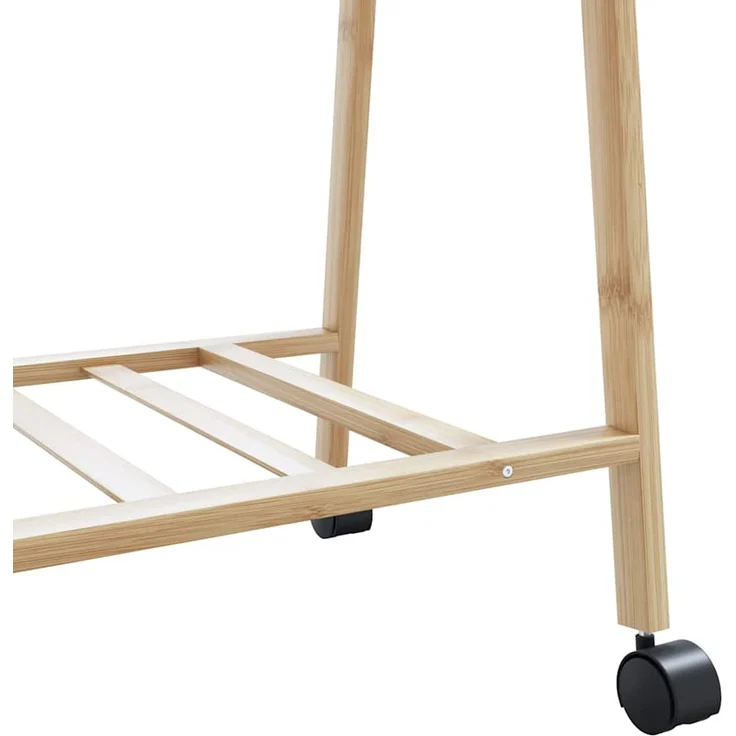 vidaXL Kleiderständer mit Ablagen und Rollen 132x45,5x155,5 cm Bambus 4008911 – Bild 8
