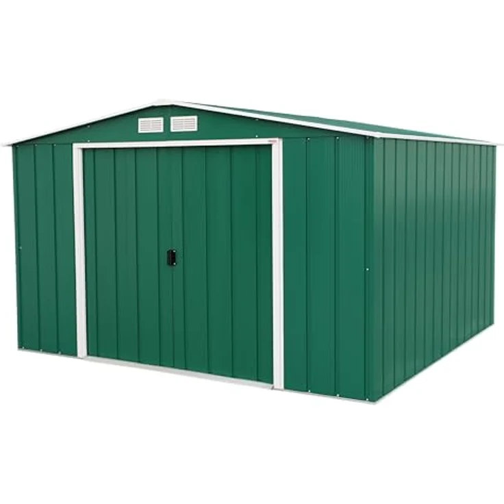 Duramax ECO 10x10 (9.16 m²) Metallgerätehaus, feuerverzinktes Metall gerätehaus - Geräteschuppen, verstärkte Dachkonstruktion, wartungsfreier und wetterfester Metallschuppen, Grün – Bild 2