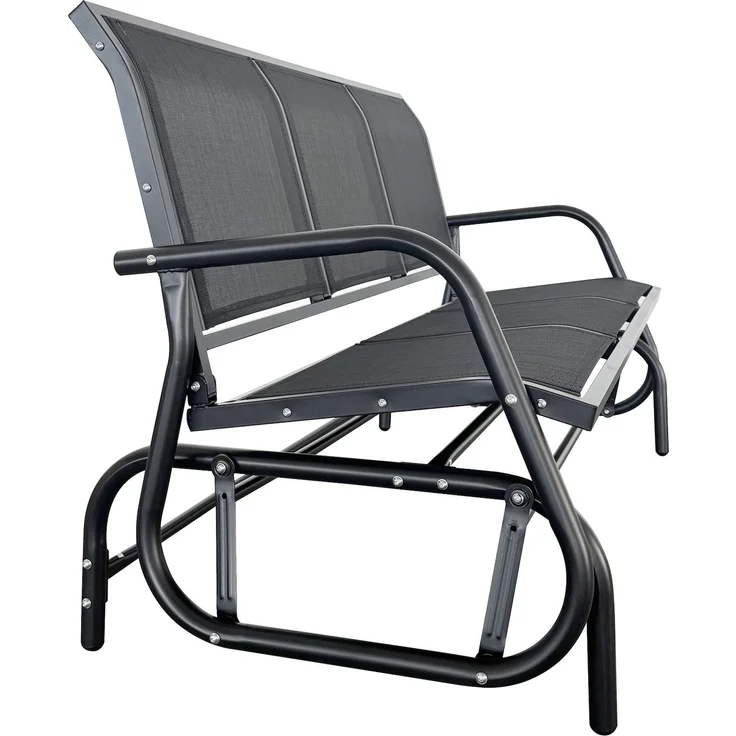Schaukelbank Gartenbank 3-Sitzer, ca. 151 x 70 x 83 cm – Schwarz – Bild 5