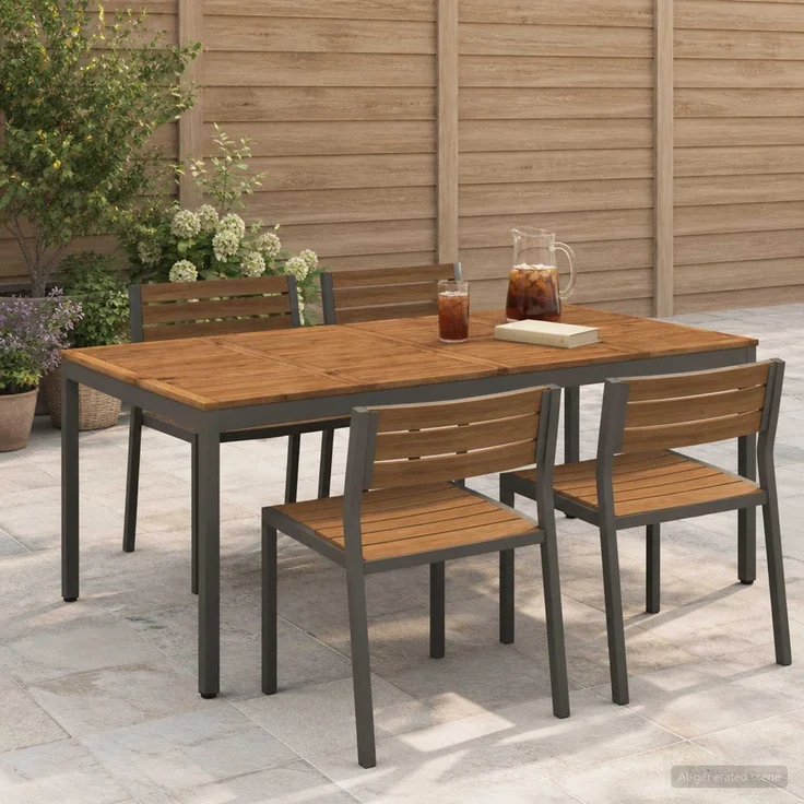 vidaXL Gartentisch NAARDEN Natur und Kaffee 196 x 100,5 x 75 cm 3394421 – Bild 1