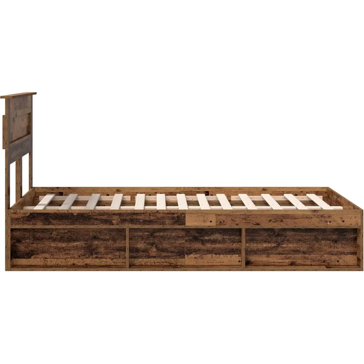 vidaXL Bettrahmen Altholz 135 x 190 cm Massives Kiefernholz 3409773 – Bild 2