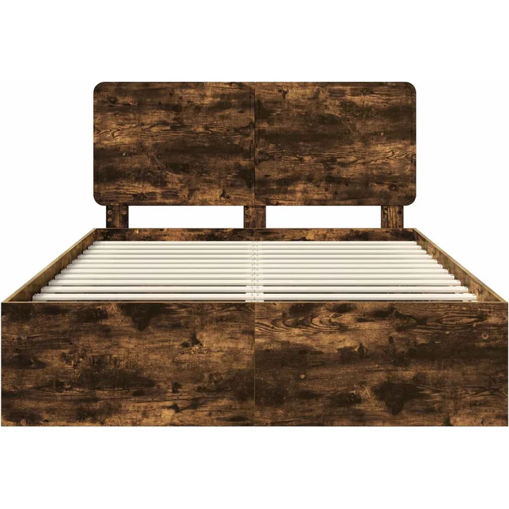 vidaXL Bettrahmen Geräucherte Eiche 150 x 200 cm Massives Kiefernholz 3412474 – Bild 6