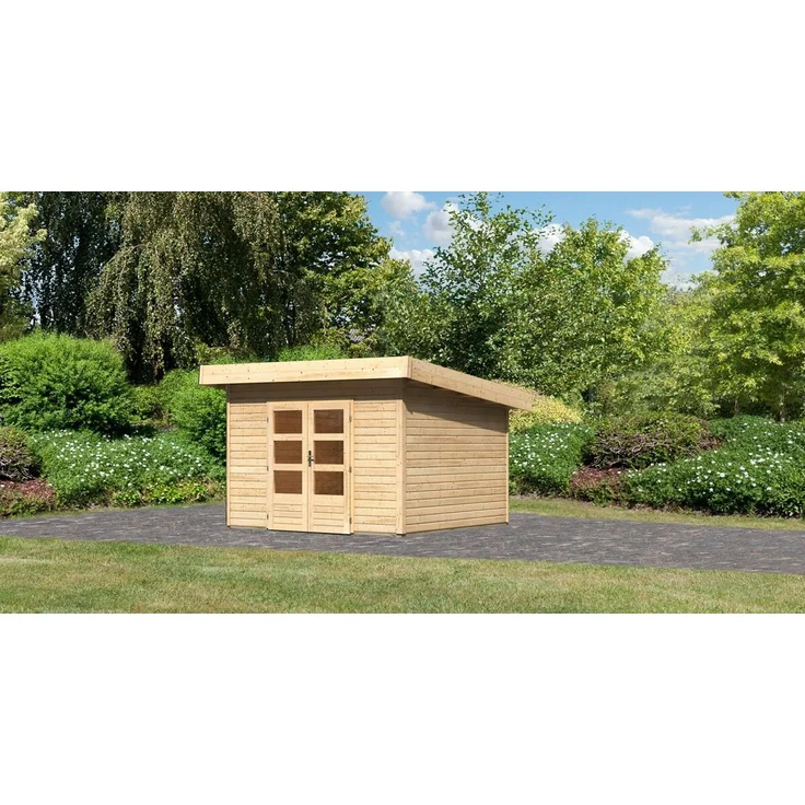 Gartenhaus Northeim 3 - 309x309 cm, 38 mm Holz naturbelassen, Karibu – Bild 1