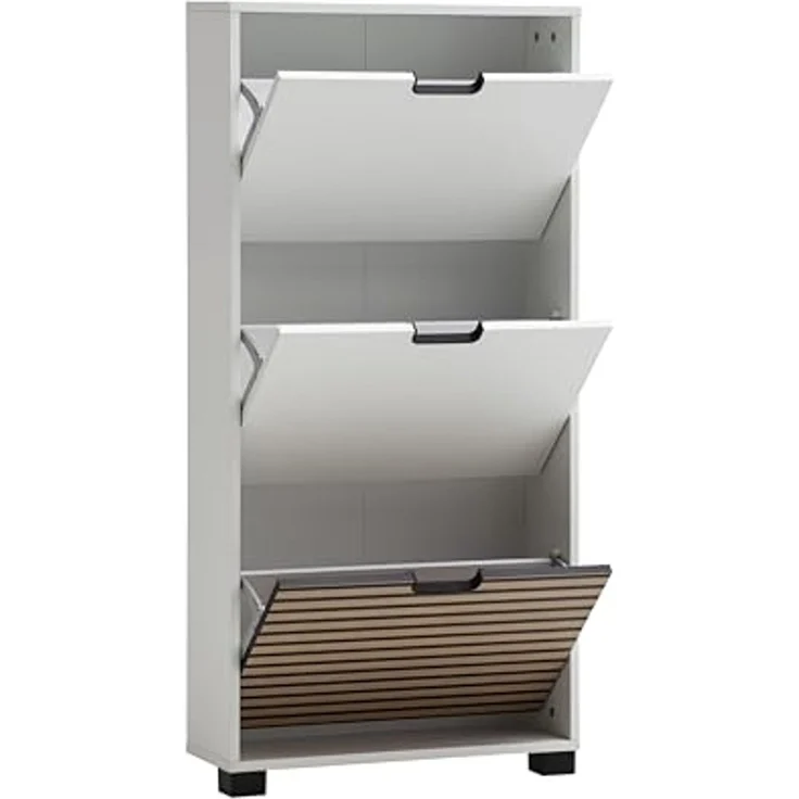 Schildmeyer Flurmöbel-Set Ryker 702065, Schuhschrank, Highboard, Regal, Mattweiß/Akustikpaneel Optik – Bild 6