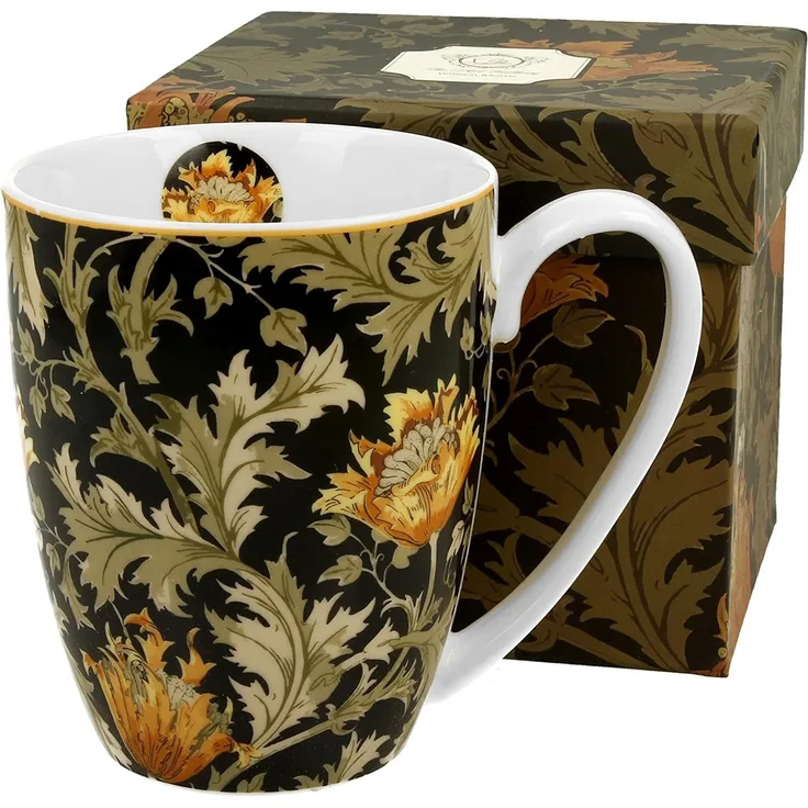 DUO ART GALLERY klassischer Becher 360 ml CHRYSANTHEMUM New Bone China Porzellan