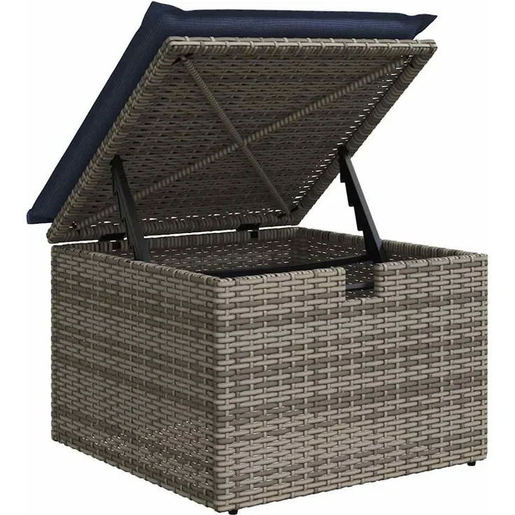 vidaXL Garten-Sofa-Set mit Kissen mit Speicher 7 pcs Grau Poly Rattan 3360236 – Bild 12