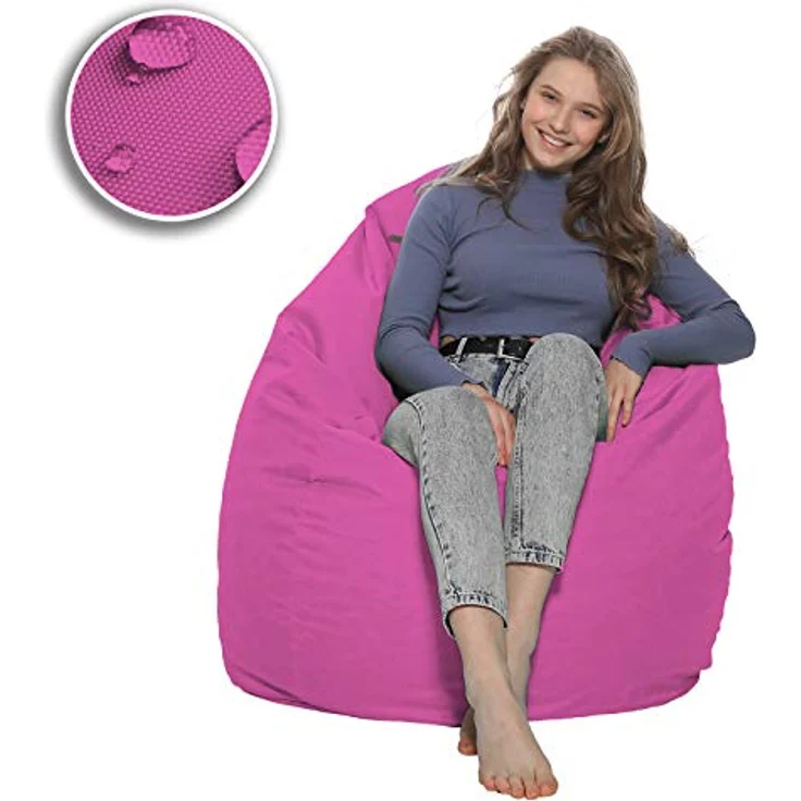 HomeIdeal - Sitzsack XXL Bodenkissen für Erwachsene & Kinder - Geeignet für Gaming oder Entspannen - Indoor wie Outdoor da er Wasserfest ist - mit EPS Perlen, Farbe:Rosa, Größe:XL – Bild 5
