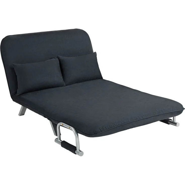 Schlafsofa, 5-fach verstellbar, Wildlederimitat, Stahlrahmen, inkl. Kissen, Schwarz--Schwarz--111x80x78cm--YOUDENOVA – Bild 2