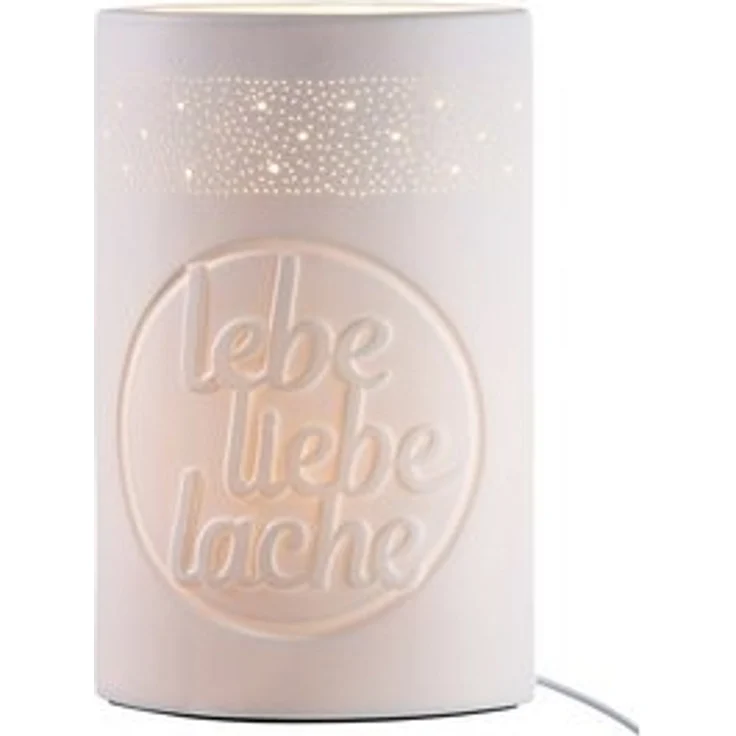 GILDE Tischleuchte GILDE Lampe lebe liebe lache - weiß - H. 28,5cm x B. 18cm – Bild 6
