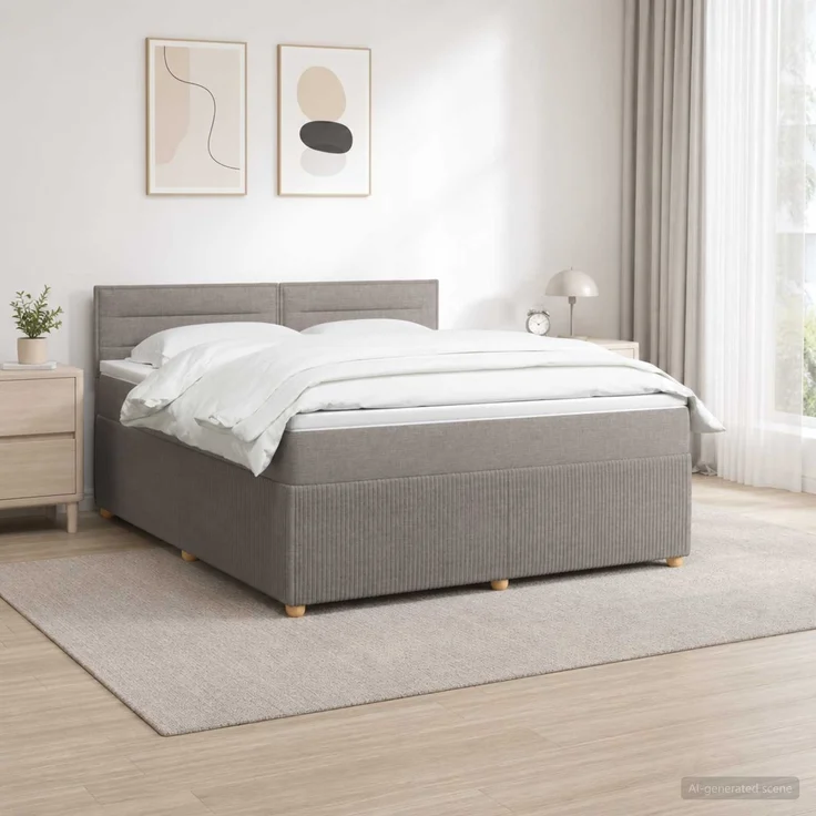 vidaXL Boxspringbett mit Matratze Taupe 140 x 200 cm Stoff 3452943 – Bild 1