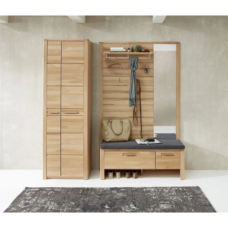 Schuhbank >Nature One< inkl. Kissen, 1 Klappe, FSC Kernbuche teilmassiv - 120x48x40cm (B/H/T) – Bild 8