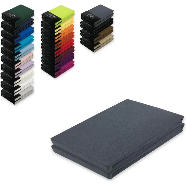 Jersey Spannbettlaken Doppelpack Rundumgummizug 60 x 120 - 70 x 140 cm Anthrazit