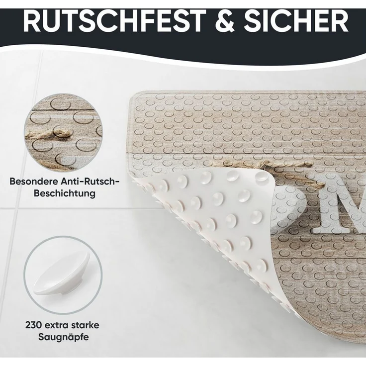 Sanilo Duschmatte, mit Motiv, rutschfest, waschbar, quadratisch, 230 extra starke Saugnäpfe, Kunststoff PVC, 53 x 53 cm, Home – Bild 4