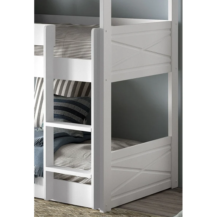 Etagenbett Karyl 206x105x200 3-fach Hochbett Massivholz Weiß – Bild 3