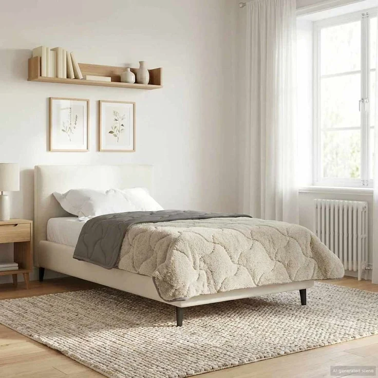 vidaXL Winterbettdecke Gepolstert Hellgrau 135x200 cm 42026318 – Bild 4