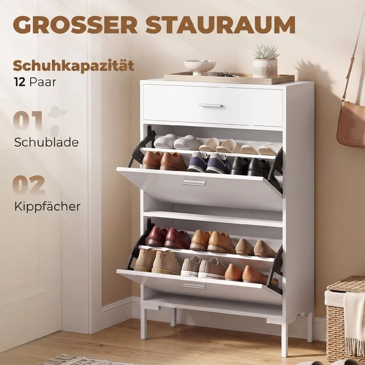 HOMCOM Schuhschrank, MDF, Weiß – Bild 4